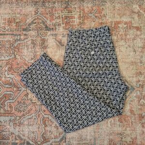 Banana Republic Avery Pants Womens 8 Navy White Geometric Mid Rise Ankle Stretch
